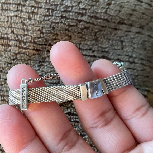 Pandora Reflexion Silver Bracelet w/ 1 Pair Stoppers Silver Chain EUC - Picture 5 of 9